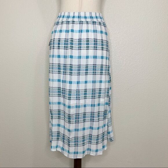 NWT a.n.a Size 6 Green Naples Stripe Faux Wrap Skirt - Picture 7 of 14